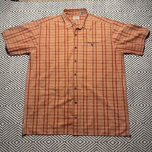 LL Bean Button Up Dress Shirt Mens Large Tall Orange Plaid